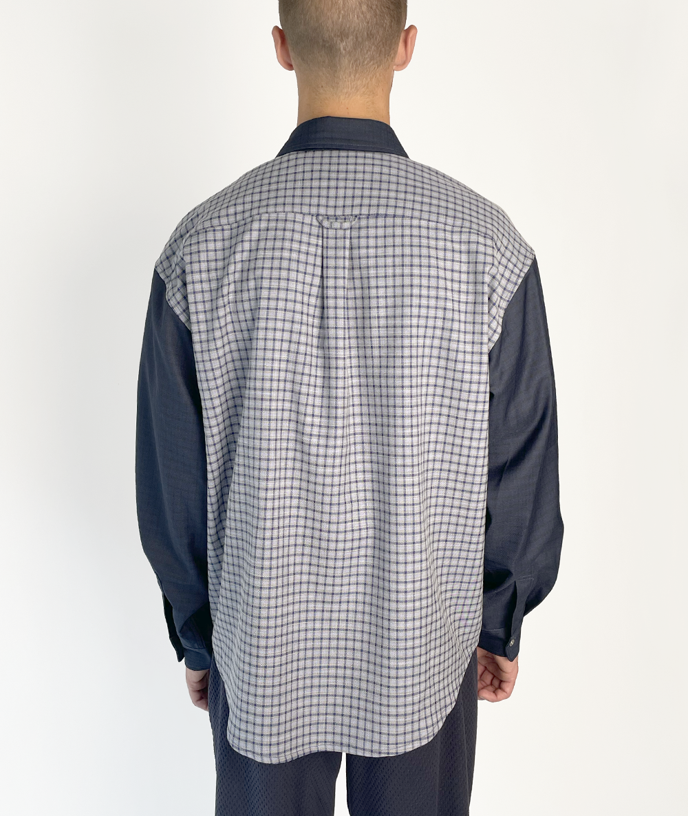 Split Check Shirt Navy