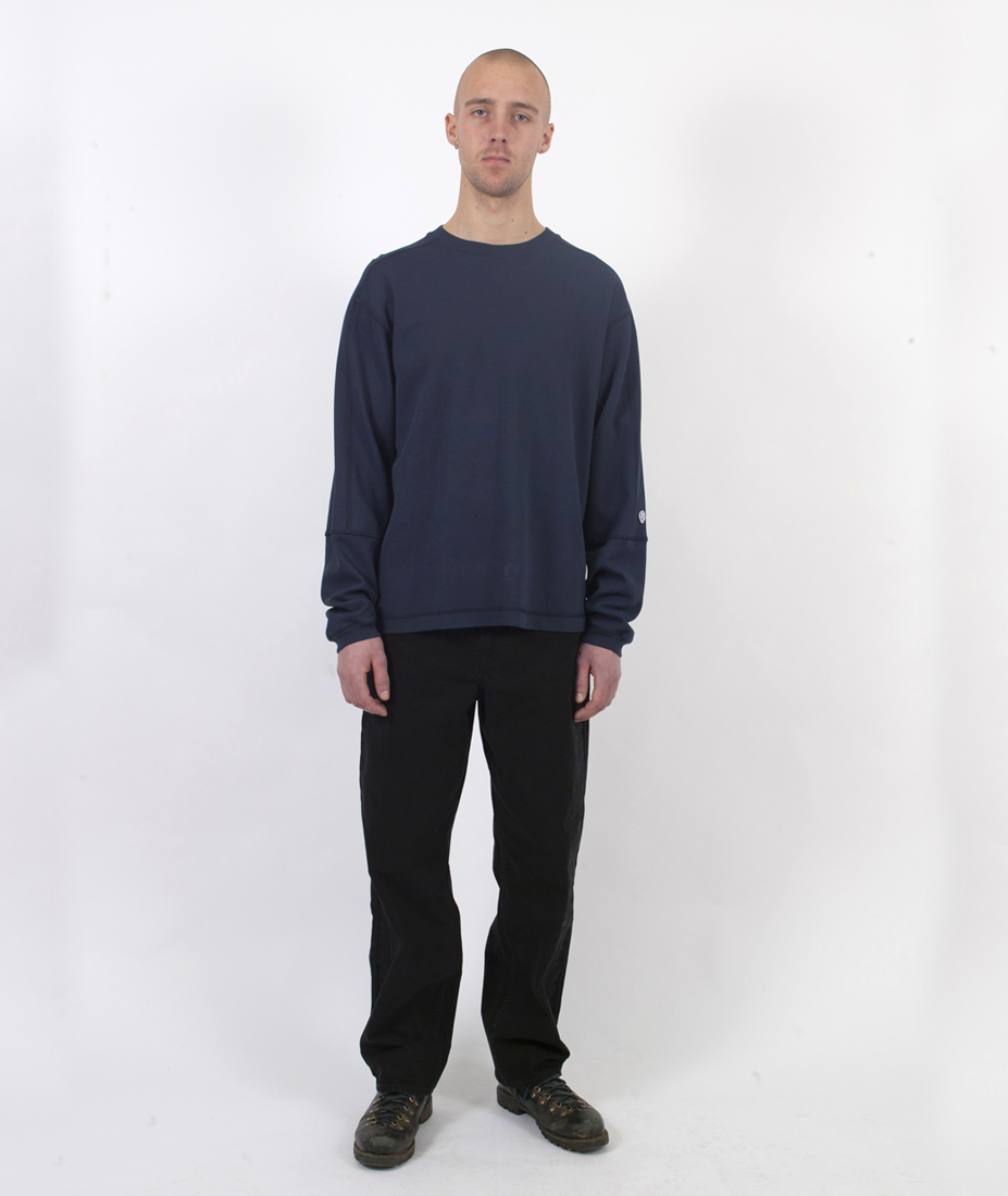 Panel Pique Crewneck Navy