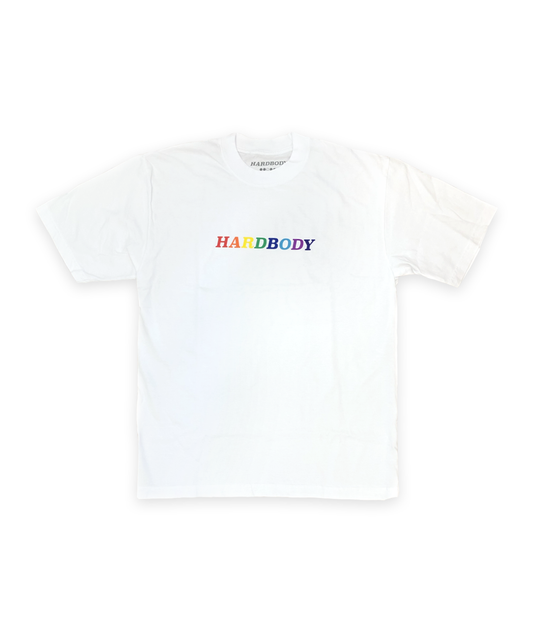 Hardbody Rainbow Logo Tee White