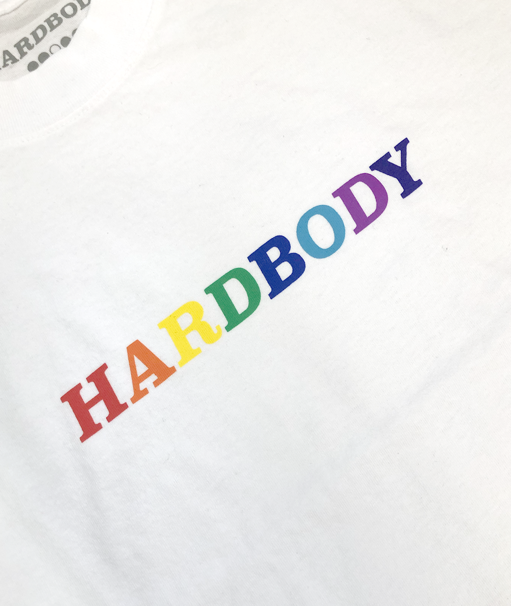 Hardbody Rainbow Logo Tee White
