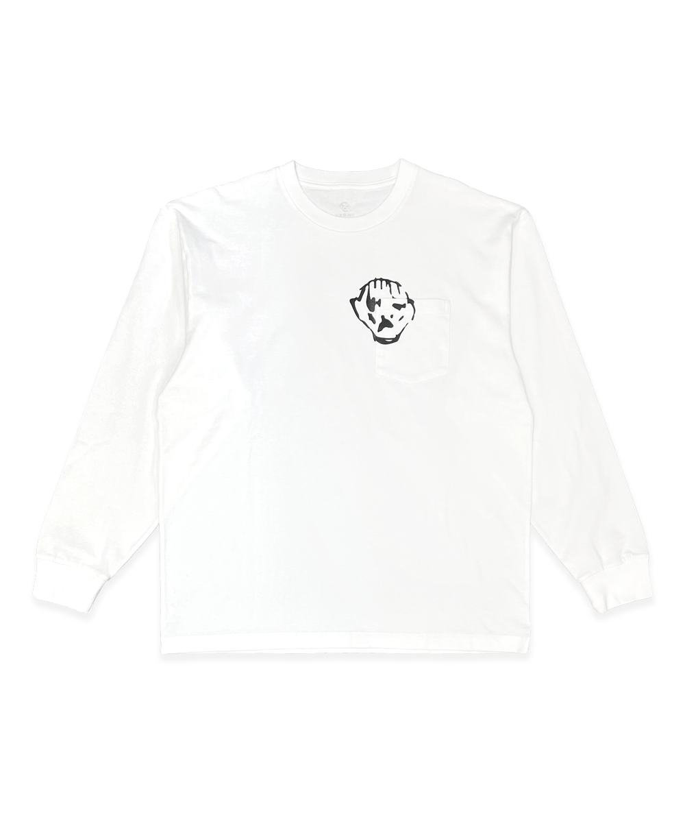 Pocket Head LS Tee White