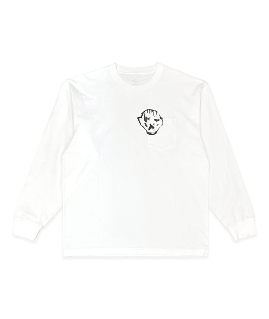 Pocket Head LS Tee White