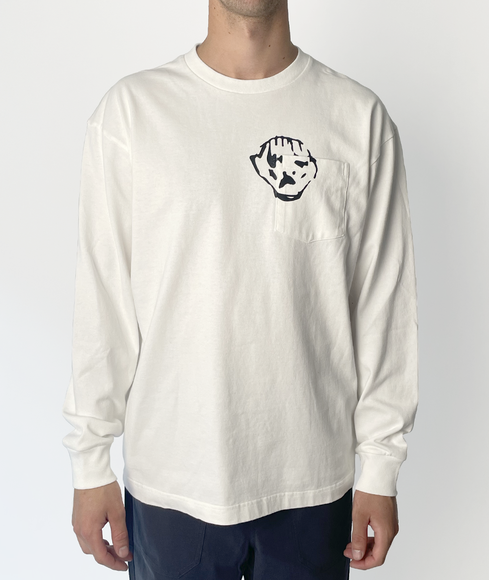 Pocket Head LS Tee White