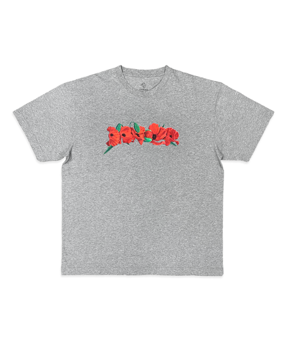 Poppy Flowers Tee Heather Grey