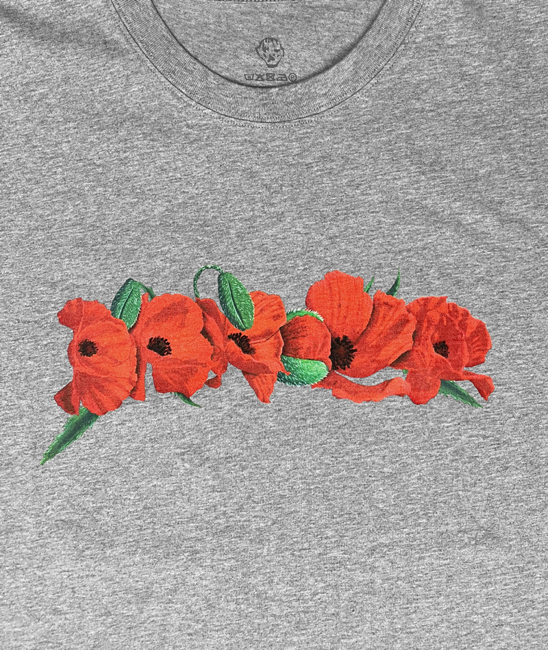 Poppy Flowers Tee Heather Grey
