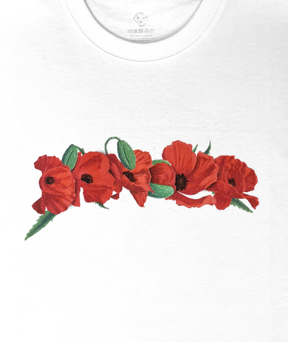 Poppy Flowers Tee White