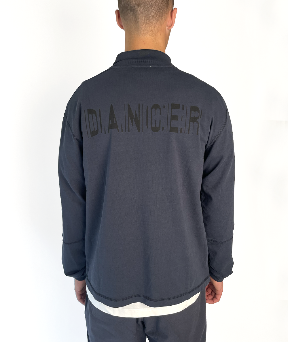 Roll Neck Split LS Navy