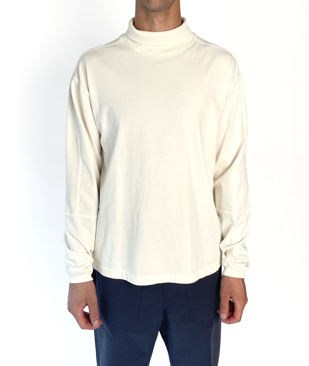 Roll Neck Split LS Off White