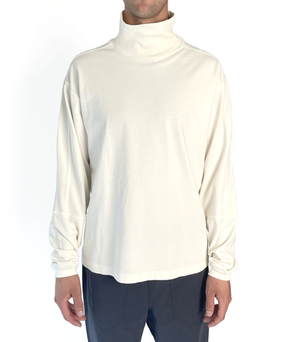 Roll Neck Split LS Off White