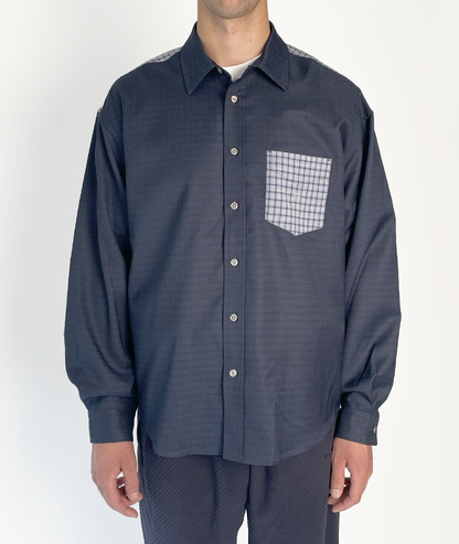Split Check Shirt Navy