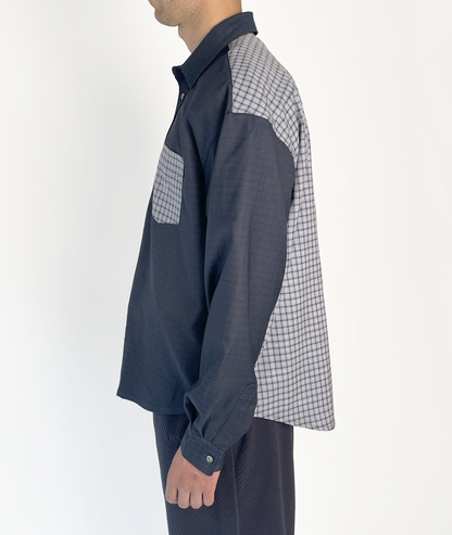 Split Check Shirt Navy