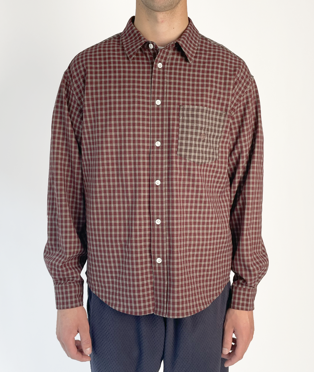 Split Check Shirt Red