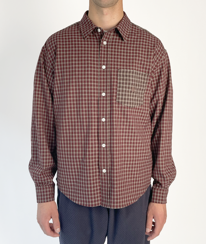 Split Check Shirt Red