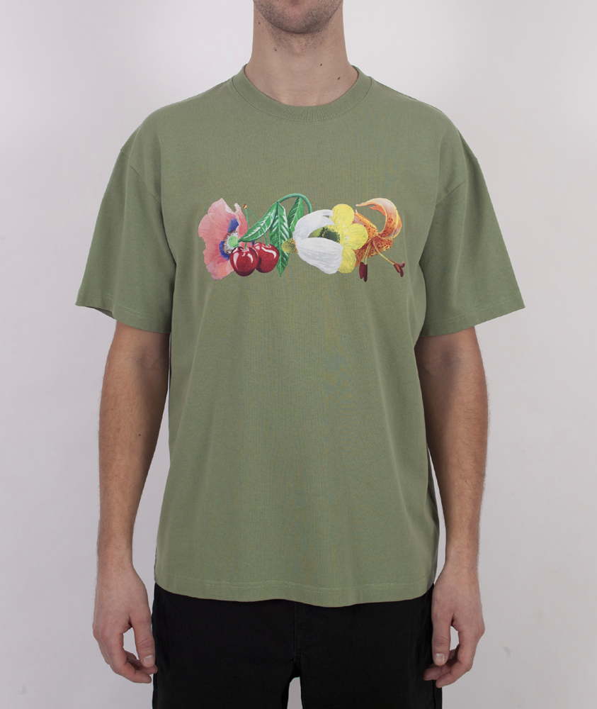 Glam Flowers Tee Hedge Green