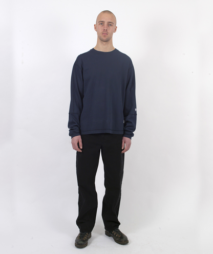 Panel Pique Crewneck Navy