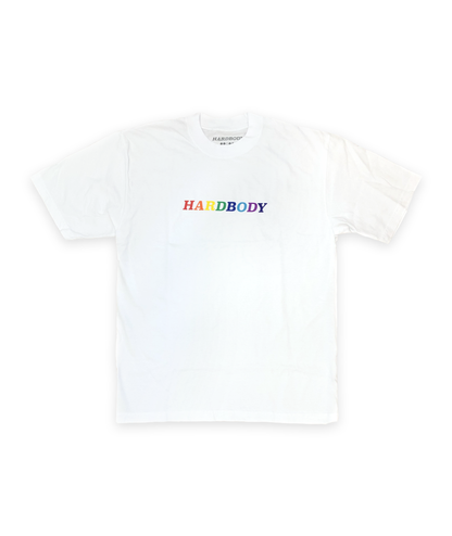 Hardbody Rainbow Logo Tee White