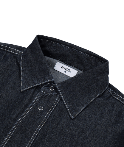 Double Pocket Shirt Chambray Black